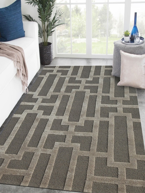 

Jaipur Rugs Grey & Beige Geometric Hand-Tufted Anti-Skid Carpet