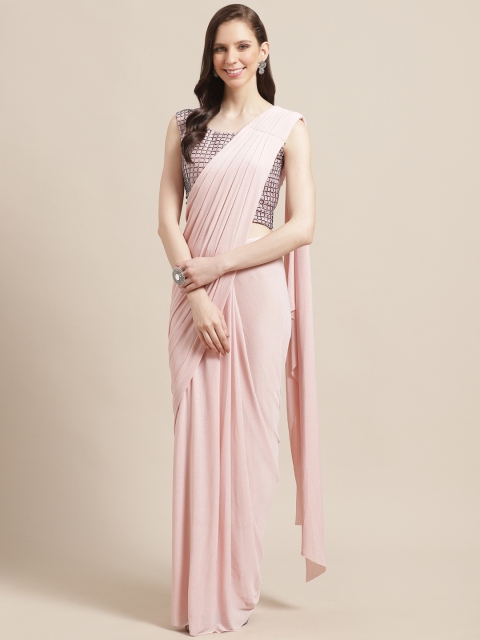 

Chhabra 555 Pink Solid Ready to Wear Saree with Stitched Blouse