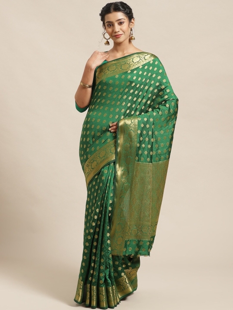 

Chhabra 555 Green & Golden Woven Design Kanjeevaram Handloom Saree