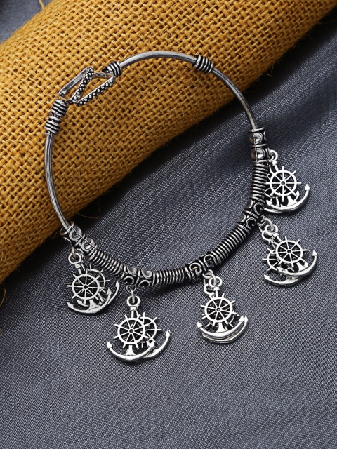 

ZeroKaata Silver Oxidized Bracelet with Sea-Anchor Charms