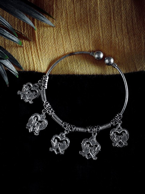 

ZeroKaata Silver Oxidized Love Birds Charm Bracelet
