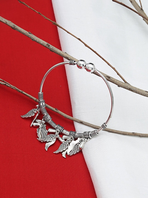 

ZeroKaata Silver Oxidized Bracelet with Shell Charms