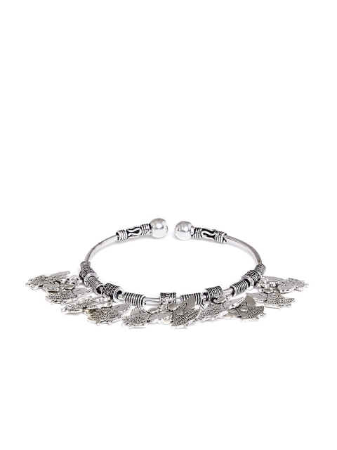 

ZeroKaata Silver-Toned Adjustable Oxidized Angels Charm Bracelet