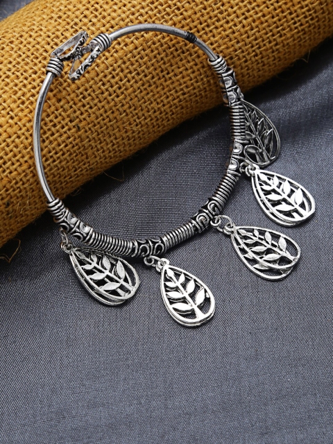 

ZeroKaata Silver-Toned Oxidized Charm Bracelet