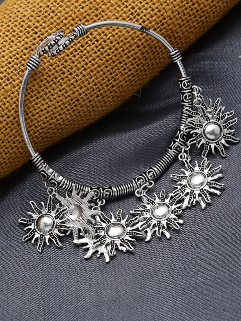 

ZeroKaata Silver-Toned Adjustable Oxidized Surya Charm Bracelet
