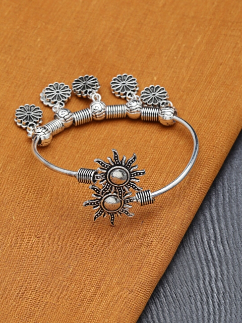 

ZeroKaata Silver-Toned Oxidized Charm Bracelet