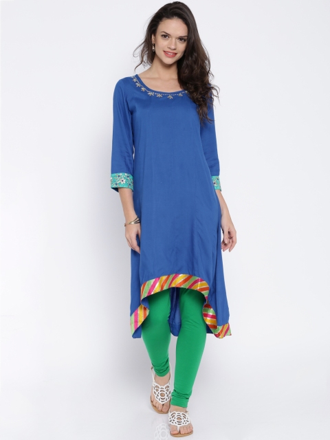

Anouk Blue Embroidered High-Low Kurta