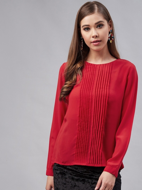 

Carlton London Women Red Solid Blouson Top