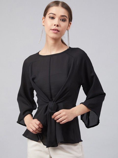 

Carlton London Women Black Solid Peplum Top