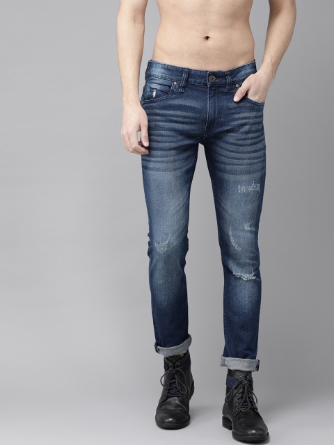 

Roadster Men Blue Skinny Fit Mid-Rise Low Distress Stretchable Jeans