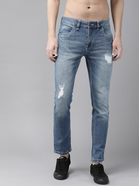 

Roadster Men Blue Skinny Fit Mid-Rise Low Distress Stretchable Jeans