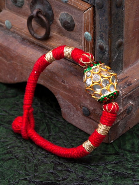 

DUGRISTYLE Red & Gold Bracelet Handcrafted Kada Bracelet