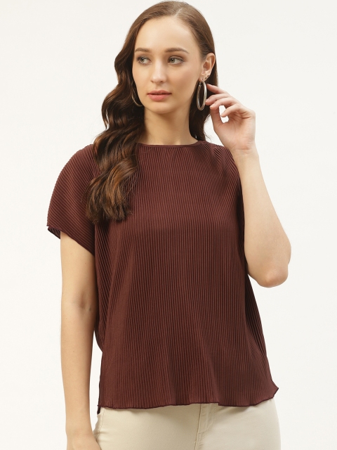 

Kazo Women Brown Plisse Top