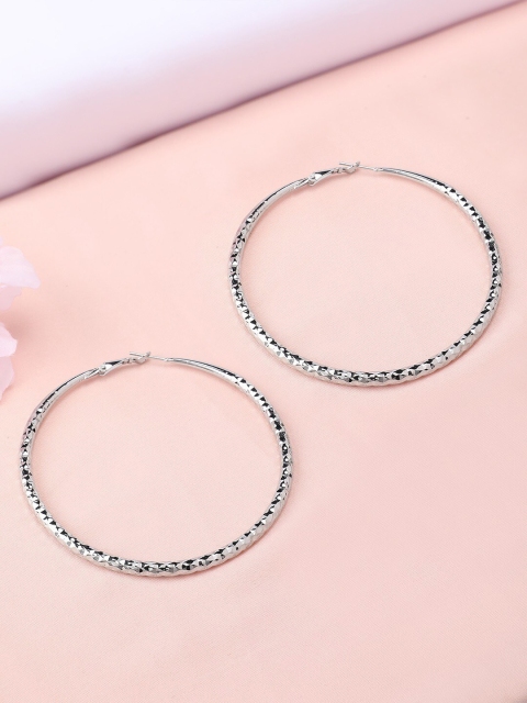 

TOKYO TALKIES X rubans FASHION ACCESSORIES Silver-Toned Circular Hoop Earrings
