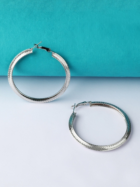 

TOKYO TALKIES X rubans FASHION ACCESSORIES Silver-Toned Circular Hoop Earrings