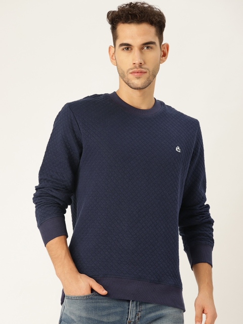 

United Colors of Benetton Men Navy Blue Quilted Sweatshirt