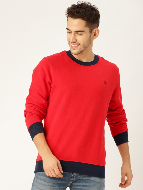 

United Colors of Benetton Men Red Solid Sweatshirt