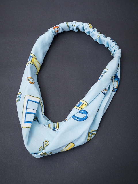 

Golden Peacock Blue & Yellow Printed Hairband