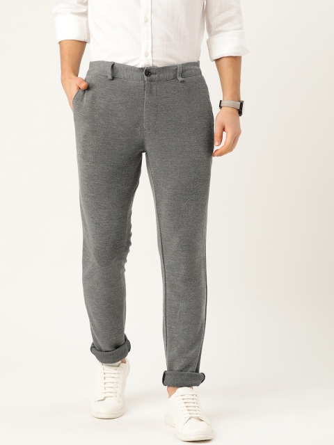 

United Colors of Benetton Men Grey Melange Slim Fit Solid Regular Trousers
