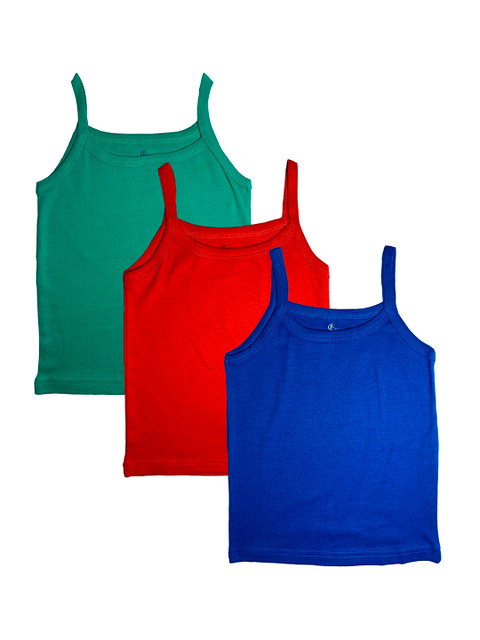 

KiddoPanti Girls Pack Of 3 Solid Tank Tops AW20GTT001, Red