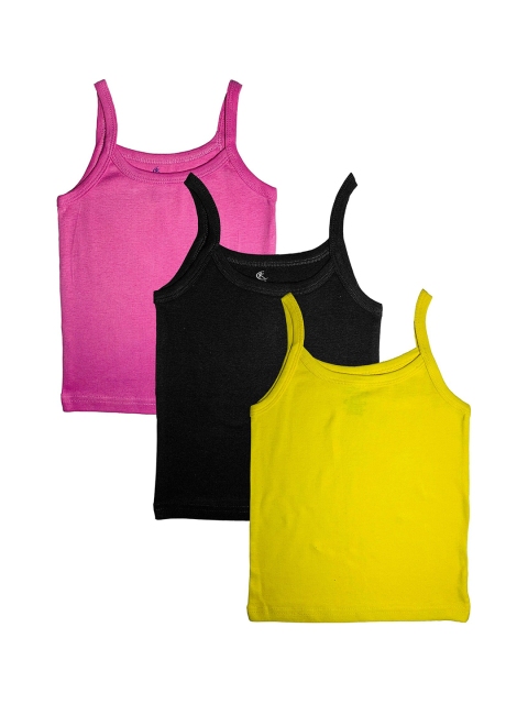

KiddoPanti Girls Pack Of 3 Solid Tank Tops AW20GTT001, Black