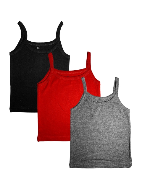 

KiddoPanti Girls Pack Of 3 Solid Tank Tops AW20GTT001, Red