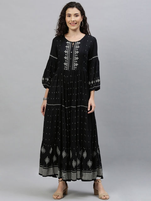 

ETIQUETTE Women Black & White Printed A-Line Kurta