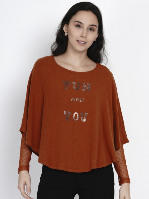 

Deal Jeans Women Rust Brown Printed Cape Top