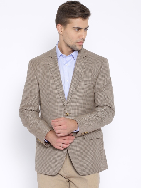 

Park Avenue Beige & Brown Houndstooth Slim Blazer