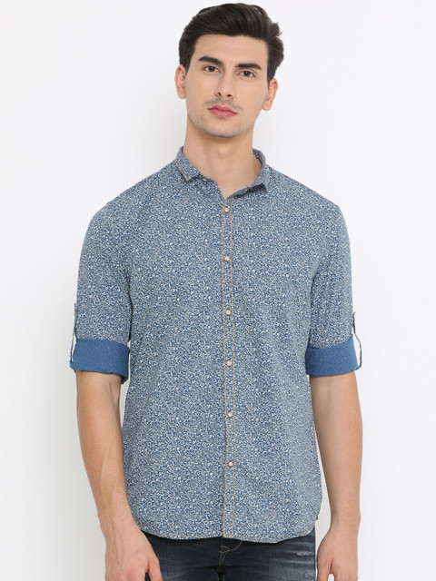 

SHOWOFF Men Blue & White Slim Fit Printed Casual Shirt