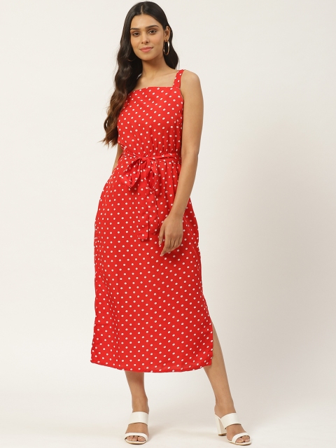

SIRIKIT Women Red & White Polka Dots Printed A-Line Dress