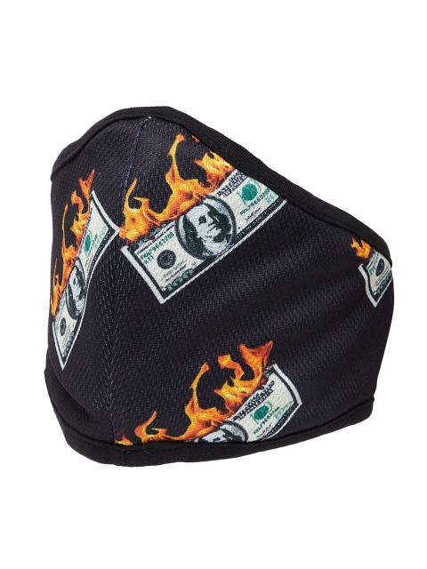 

FUGAZEE Men Black & Orange Printed 2 Ply Reusable Cloth Mask
