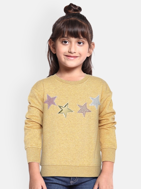 

White Snow Girls Yellow Embellished Sweatshirt
