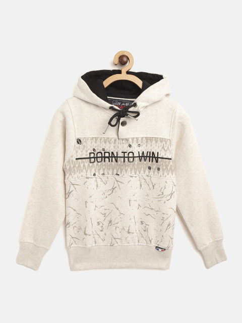 

Little Marco Boys Off-White Printed Hooded Sweatshirt