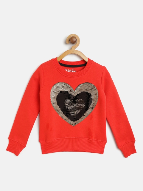 

White Snow Girls Red & Black Heart Sequinned Sweatshirt