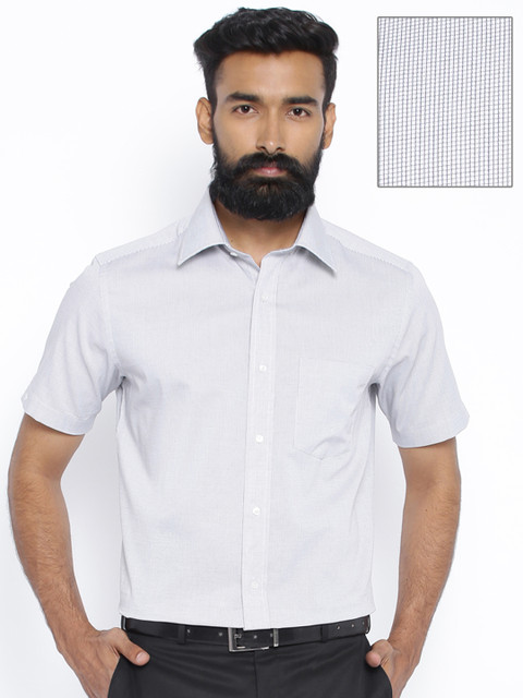 

Park Avenue Off-White & Black Checked Formal Shirt