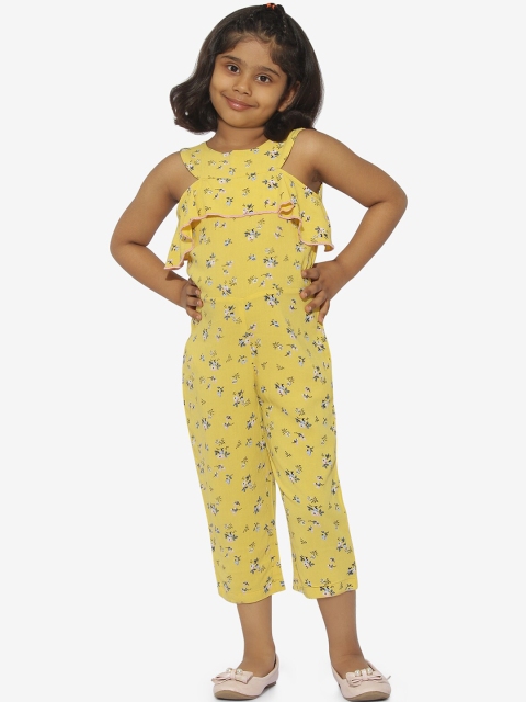 

Stylo Bug Girls Yellow & White Floral Printed Basic Jumpsuit