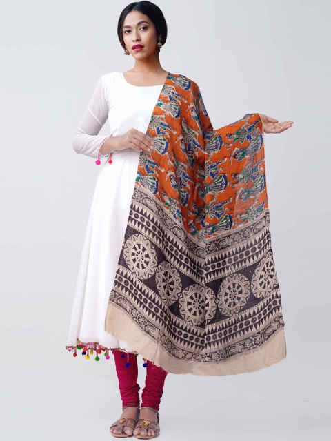 

Unnati Silks Orange Printed Kalamkari Dupatta