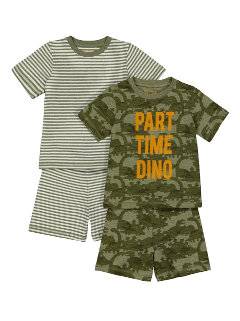 

mothercare Boys Green Pack of 2 Printed Night suits