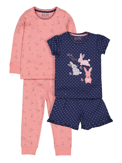 

mothercare Girls Mulitcoloured Pack of 2 Printed Night suits, Pink