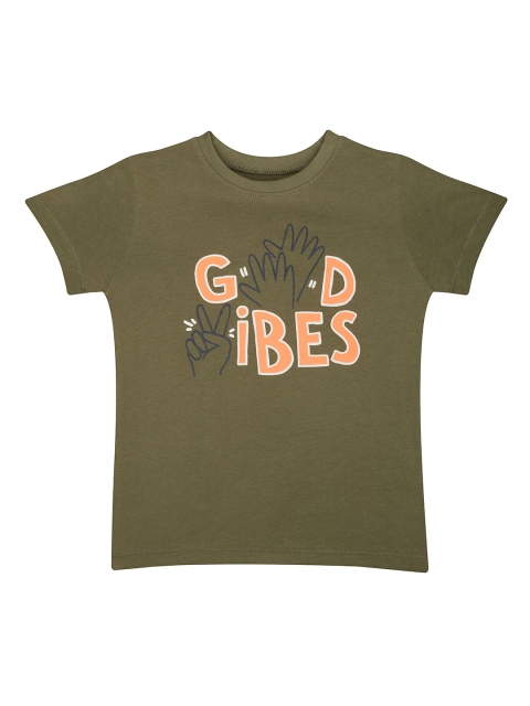

mothercare Boys Khaki Printed Round Neck T-shirt