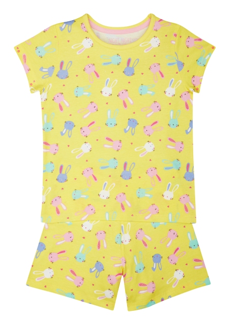 

mothercare Girls Yellow Printed Night suit