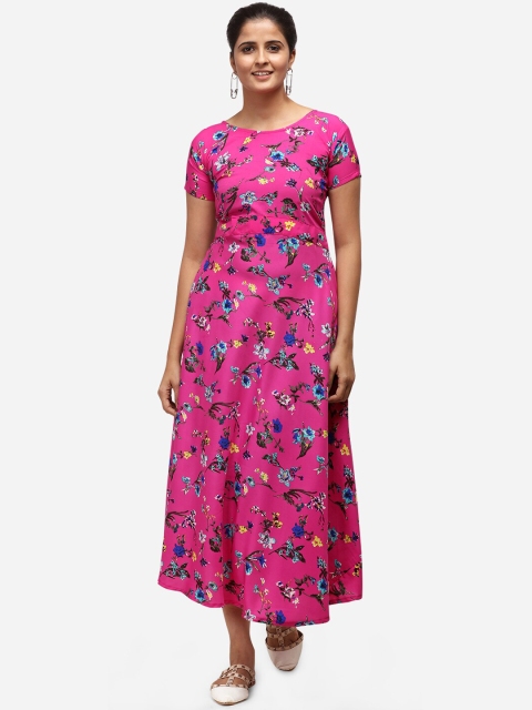 

Silk Bazar Women Pink Printed Fit and Flare Dress