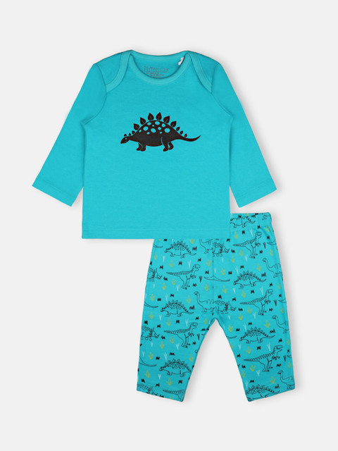

PLAYNESS Boys Blue & Black Printed Night suit