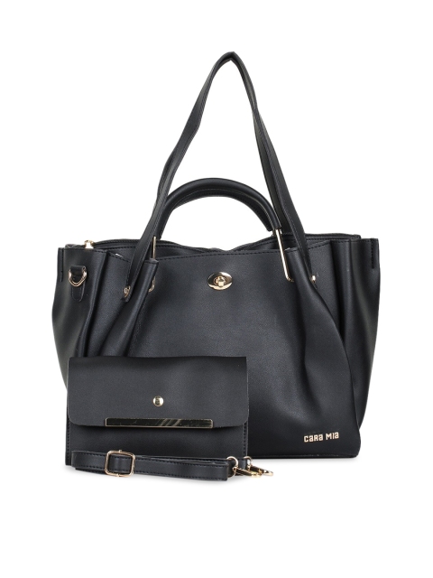 

CARA MIA Black Solid Handheld Bag