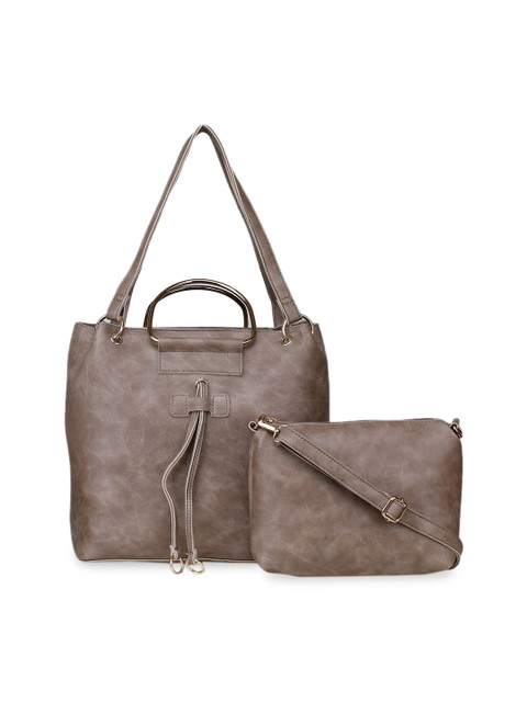 

CARA MIA Brown Solid Tote Bag With Pouch