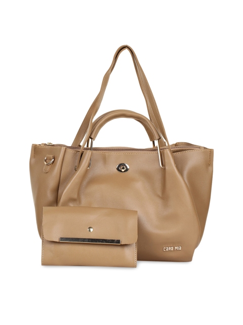 

CARA MIA Beige Solid Handheld Bag & Pouch
