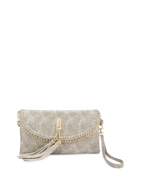 

GIO COLLECTION Grey & Gold-Toned Textured Sling Bag