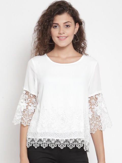

Global Republic Women White Self Design Top