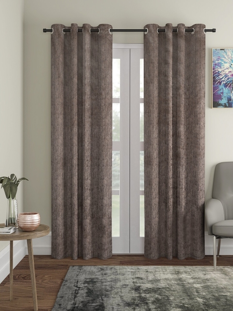 

KLOTTHE Brown & Black Set of 2 Long Door Curtains